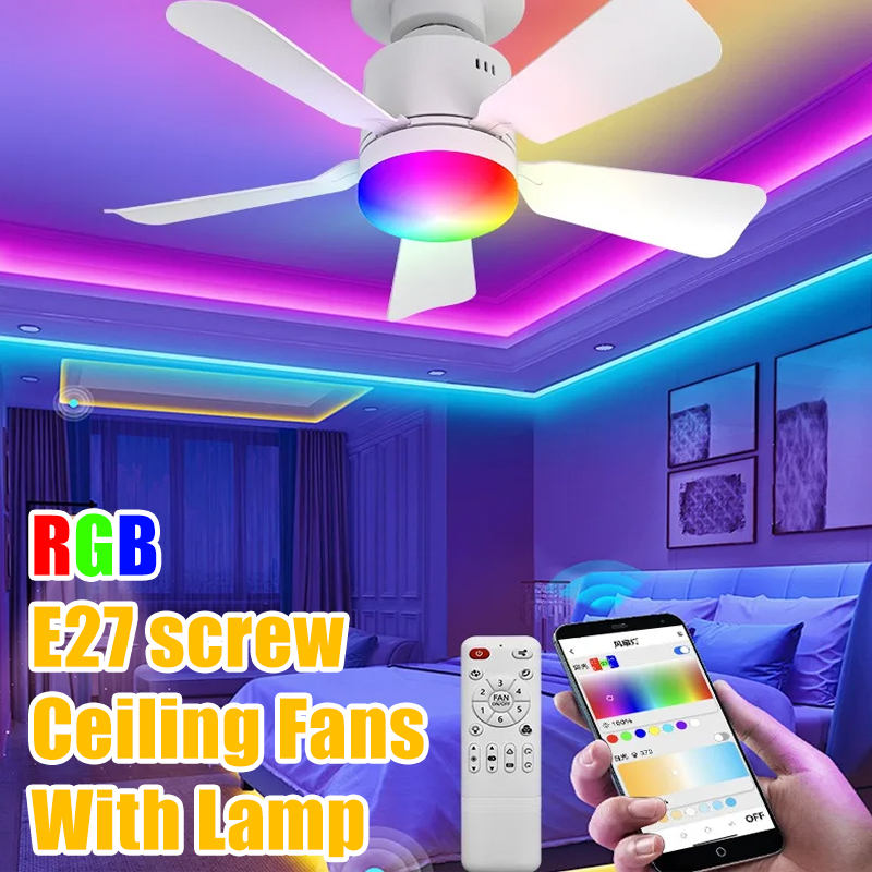 Smart Home Ventilation System - RGB LED Ceiling Fan Lamps E27