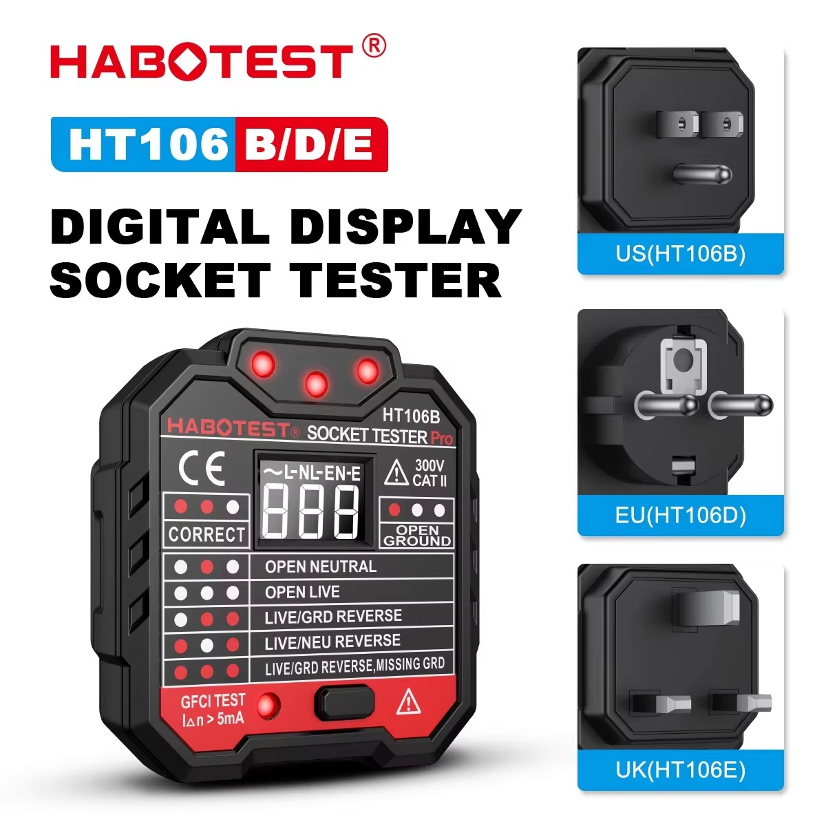 HT106 Digital Socket Tester Pr - огляд і ціна Smart Home Europe