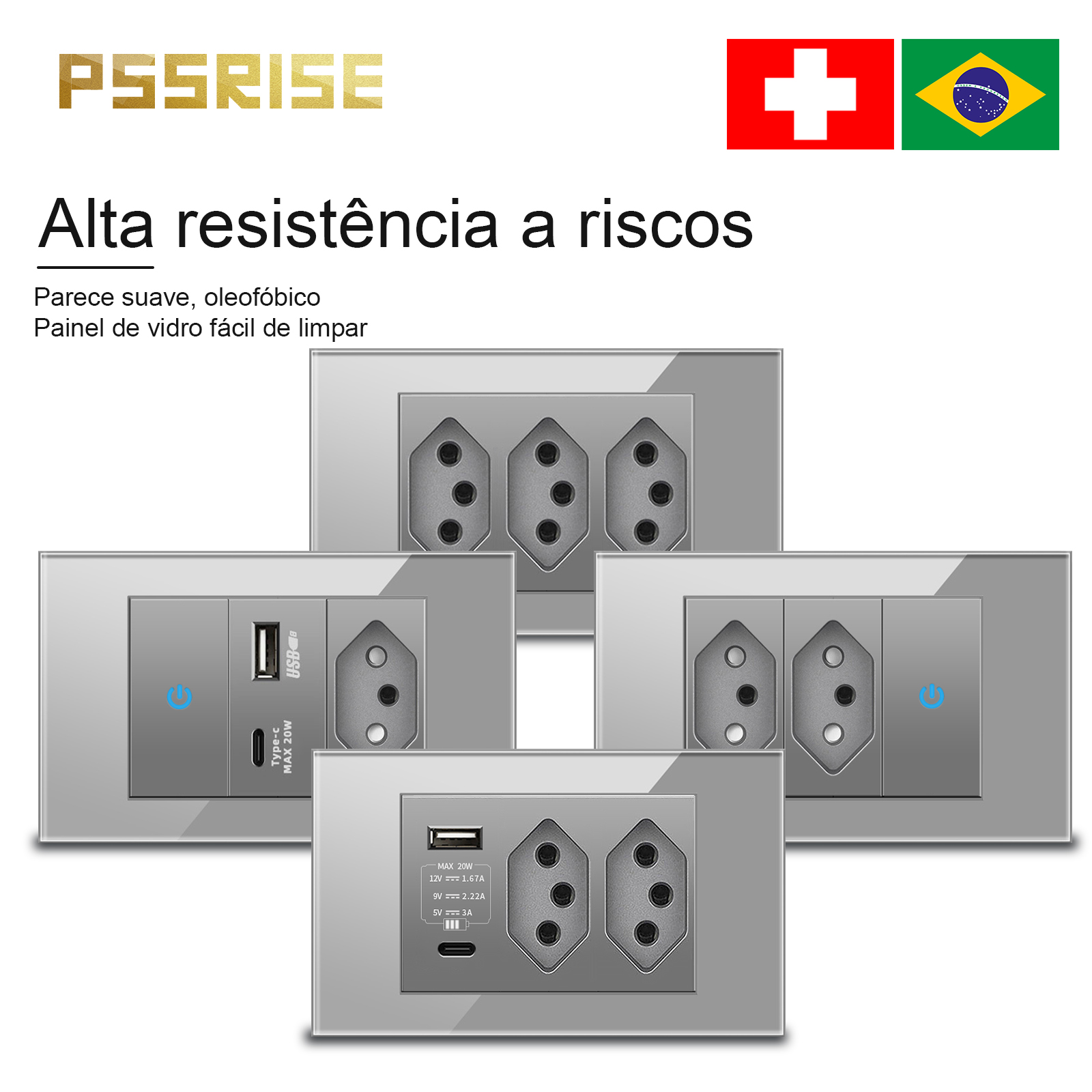 PSSRISE Grey Glass Full-paddle - огляд і ціна Tuya Wifi Socket