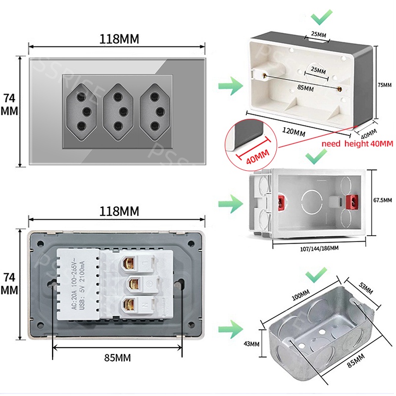 PSSRISE Grey Glass Full-paddle - огляд і ціна Tuya Wifi Socket