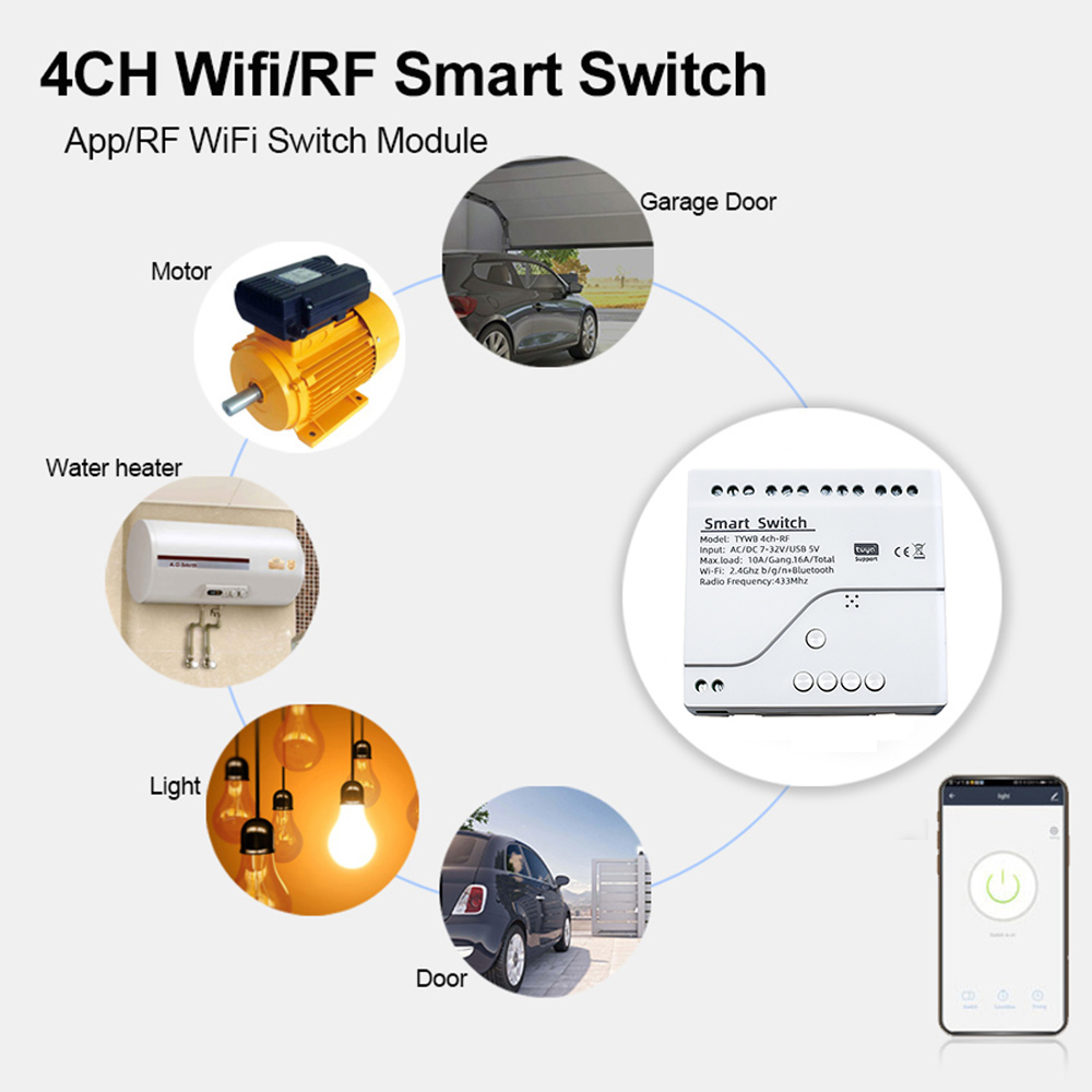 Wifi Smart Light Switch 4CH Md - огляд і ціна Tuya Wifi Socket