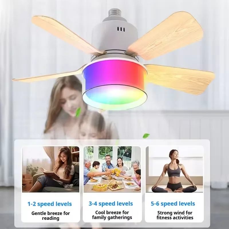 RGB LED Ceiling Fan Lamps E27  - огляд і ціна Smart Home Ventilation System