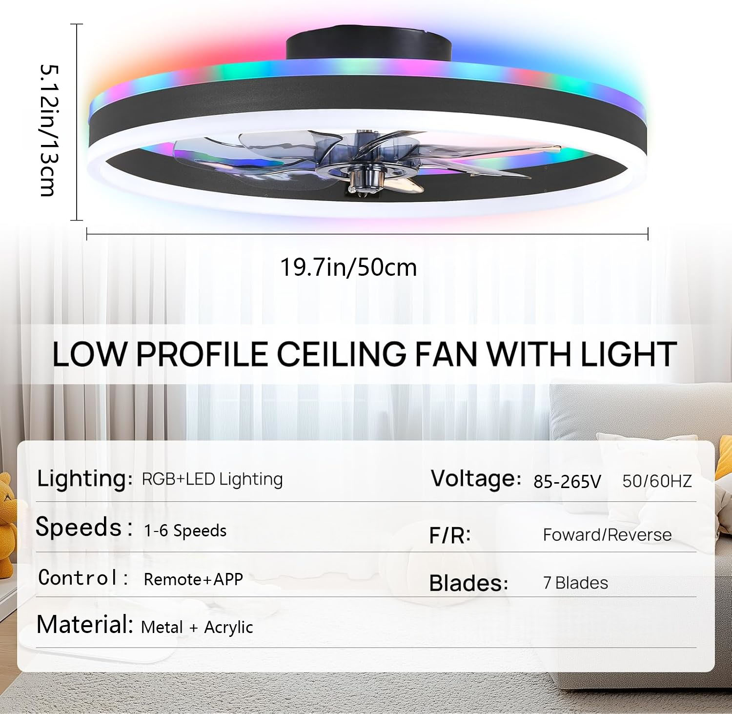 RGB Smart Ceiling Fan Light 6- - огляд і ціна Smart Home Ventilation System